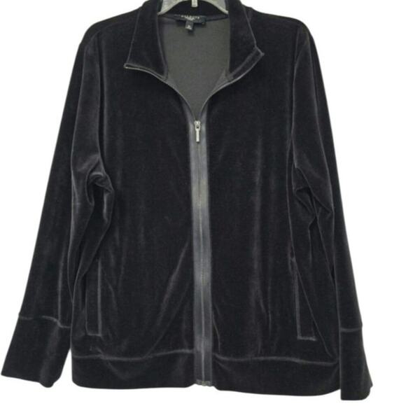 Talbot Womens Plus Velour Black Jacket Coat Size 3X Black Winter lightweight - Picture 5 of 5